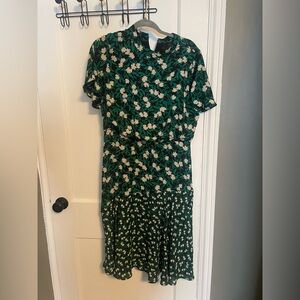 Ann Taylor Black and Green Floral Midi Dress